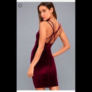 Burgundy red velvet dress